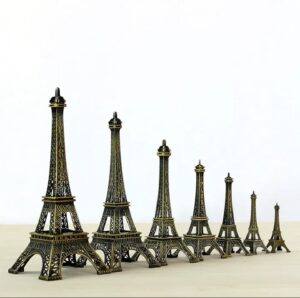 Metallic eiffle towers in different sizes metallic eiffle tower in different sizes